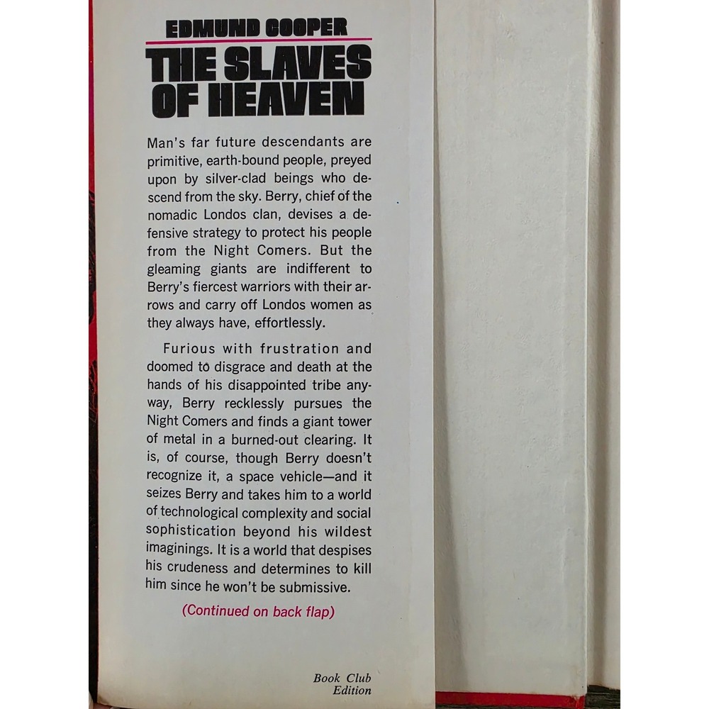 The Slaves of Heaven Edmund Cooper 1974 Sci-Fi Hardcover Book Club Edition Red - Picture 3 of 4